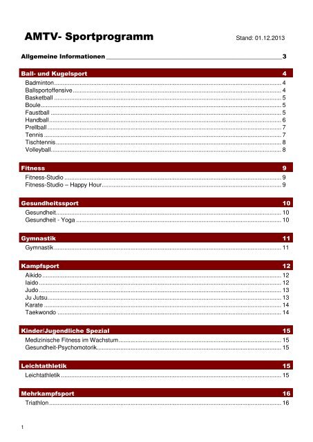 AMTV- Sportprogramm - AMTV Hamburg