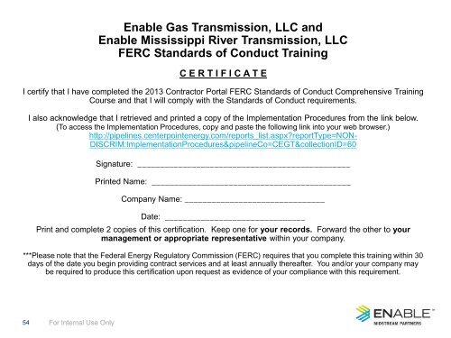 FERC Standards of Conduct Training - CenterPoint Energy