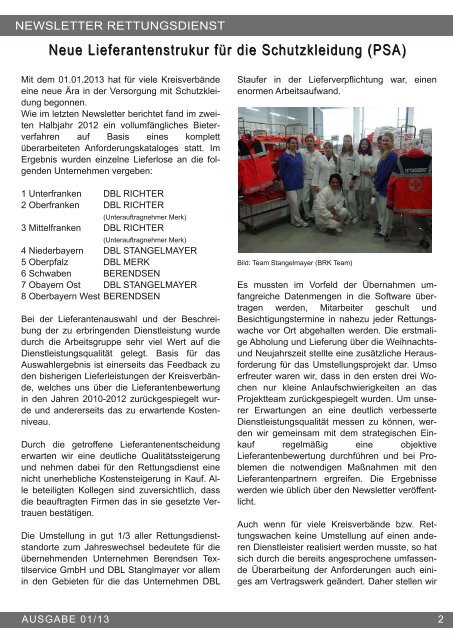 Newsletter Rettungsdienst - BRK Hersbruck
