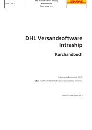 DHL Versandsoftware Intraship Kurzhandbuch