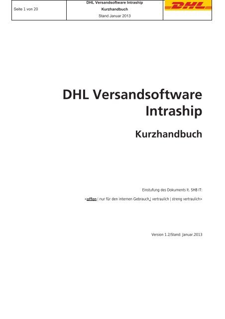 DHL Versandsoftware Intraship Kurzhandbuch