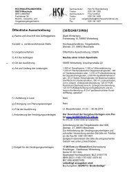Öffentliche Ausschreibung (39/B/249/13/Wtb) - Hochsauerlandkreis