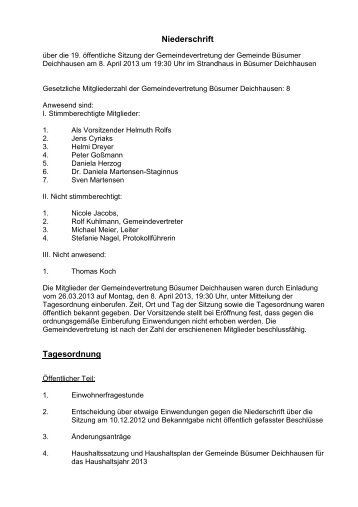 Sitzung vom 08.04.2013 - Amt Büsum-Wesselburen