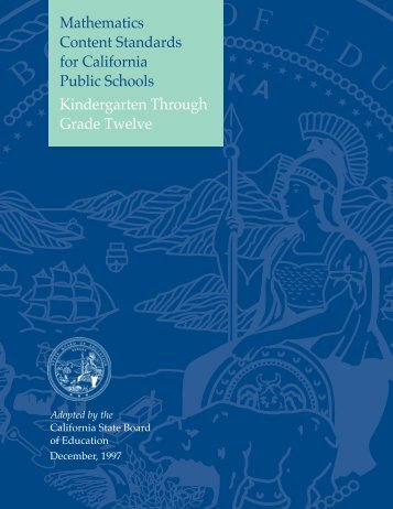 Math Content Standards for California Public Schools, K-12