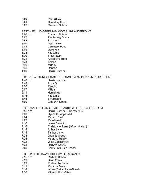 Bus Schedule