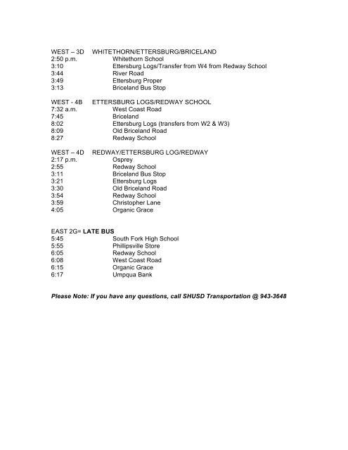 Bus Schedule