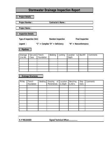 APPENDIX F Quality Control Inspection Report Sheets