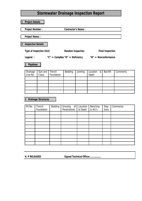 Controls Inspection Report Template