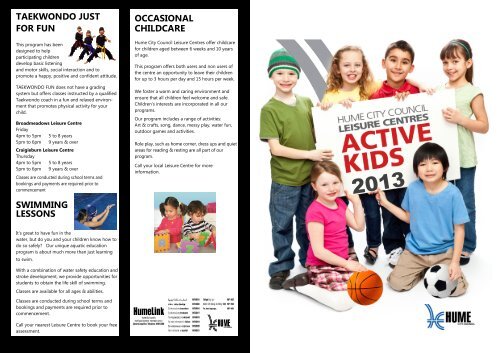 Active Kids Brochure 2013 - Hume City Council