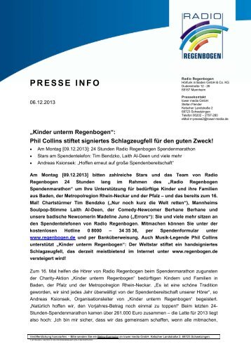 PRESSE INFO - Radio Regenbogen