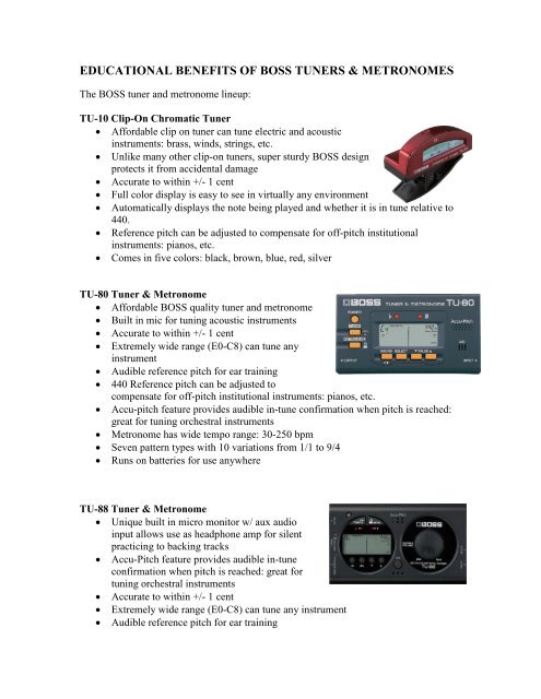 EDUCATIONAL BENEFITS OF BOSS TUNERS & METRONOMES