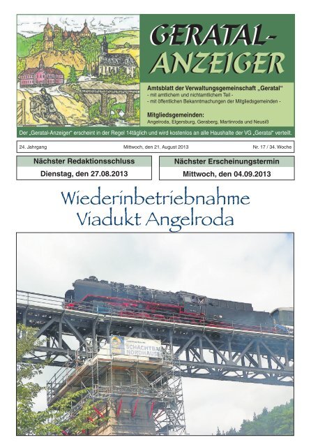 Geratalanzeiger Nr. 17 vom 21.08.2013