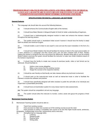 Dtaft/ QRs Specification for Digital Language Lab Software IT Wing ...