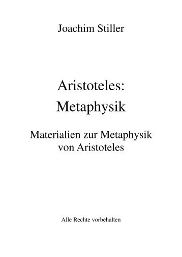 Aristoteles: Metaphysik - von Joachim Stiller