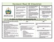 Vermont Real ID Checklist - Vermont Department of Motor Vehicles