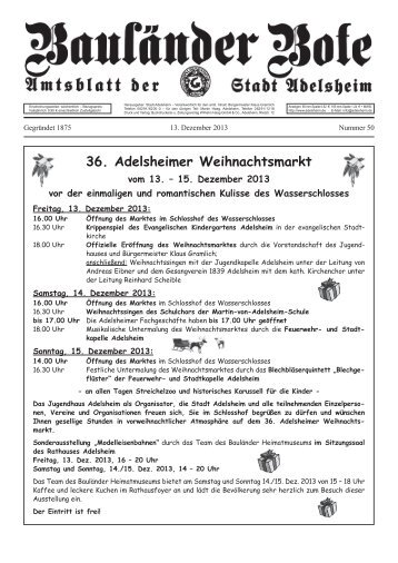 Einladung zum Adventskaffee Am Sonntag, den 15 ... - Adelsheim