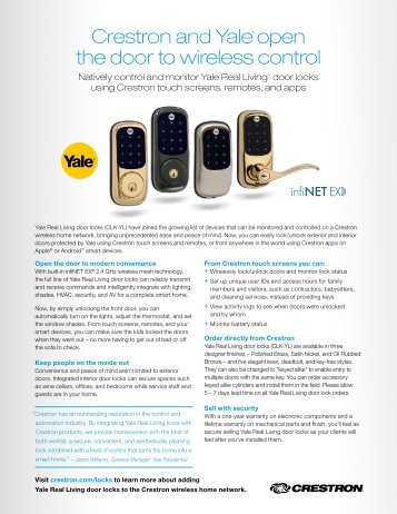 Brochure: Yale Real Living door locks - Crestron