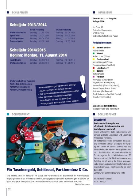 13. Ausgabe September 2013 [PDF, 2.41 MB] - Beinwil am See