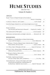 Hume Studies Volume 30 N 1 Table of Contents - The Hume Society