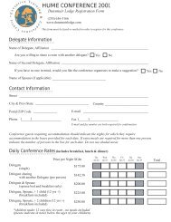 Registration Form - The Hume Society