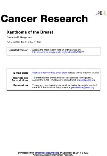 XANTHOMA OF THE BREAST In a series of nine hundred (circa ...