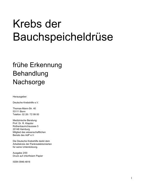 Krebs Der Bauchspeicheldruse Allgemeines Krankenhaus Celle