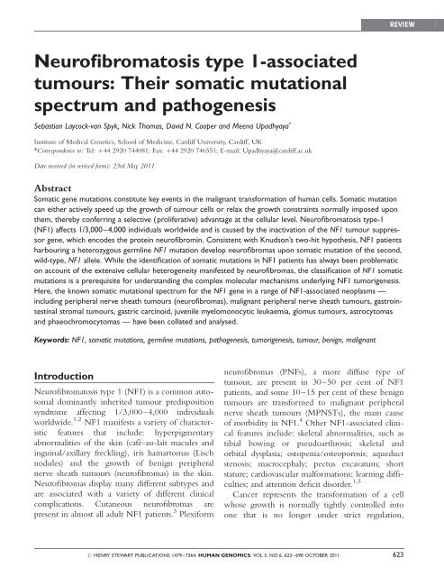 Neurofibromatosis type 1-associated tumours ... - Human Genomics
