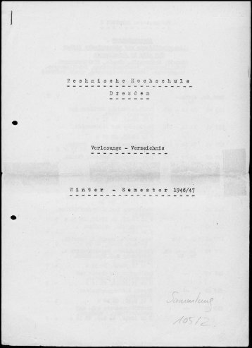 Vorlesungsverzeichnis Wintersemester 1946/47
