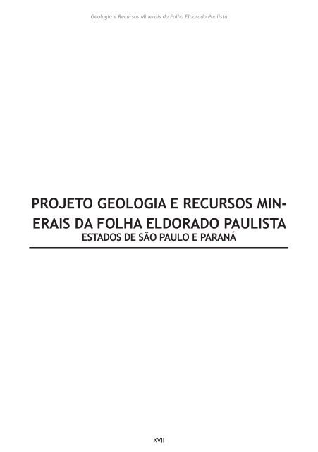 geologia e recursos minerais da folha eldorado paulista sg ... - CPRM