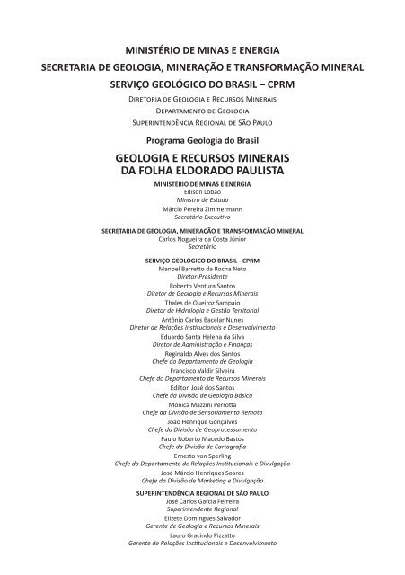 geologia e recursos minerais da folha eldorado paulista sg ... - CPRM