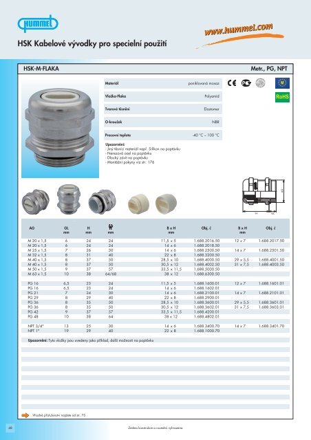 HSK KabelovÃ© vÃ½vodky pro specielnÃ­ pouÅ¾itÃ­ - HUMMEL AG