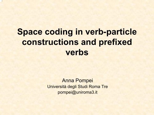 Per una tipologia dei composti del greco