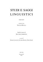 STUDI E SAGGI LINGUISTICI