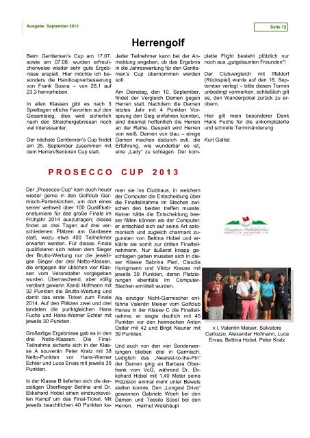 Infozeitschrift September 2013 - Golfclub Garmisch-Partenkirchen