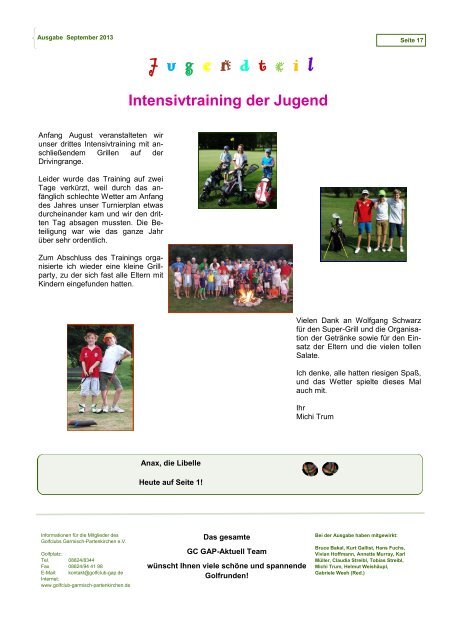 Infozeitschrift September 2013 - Golfclub Garmisch-Partenkirchen