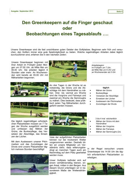 Infozeitschrift September 2013 - Golfclub Garmisch-Partenkirchen