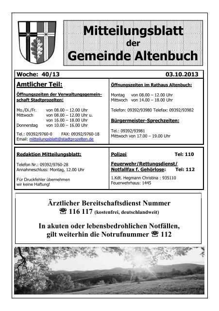 DIENSTPLAN FÜR JUNI 1998: - Altenbuch