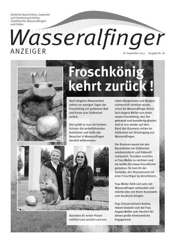 Froschkönig kehrt zurück ! - Stadt Aalen