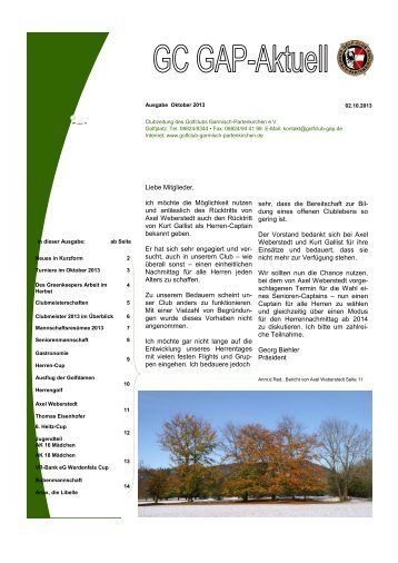 Infozeitschrift Oktober 2013 - Golfclub Garmisch-Partenkirchen