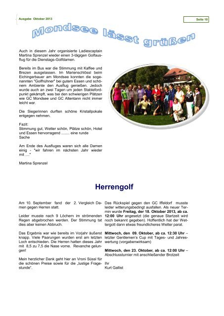 Infozeitschrift Oktober 2013 - Golfclub Garmisch-Partenkirchen