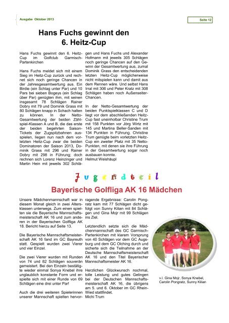Infozeitschrift Oktober 2013 - Golfclub Garmisch-Partenkirchen