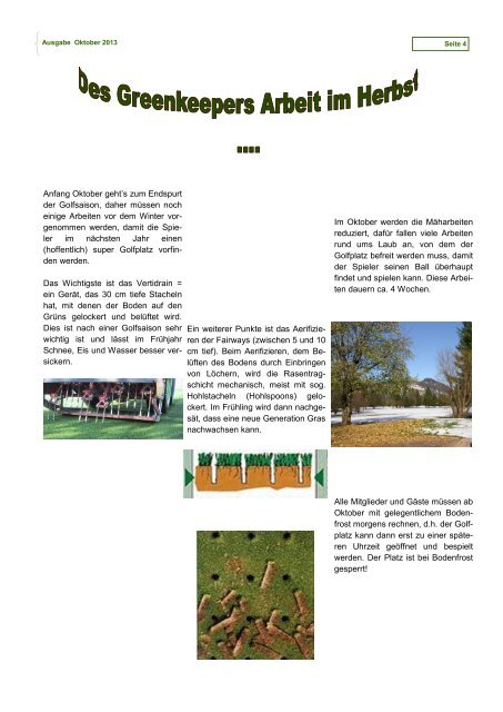 Infozeitschrift Oktober 2013 - Golfclub Garmisch-Partenkirchen