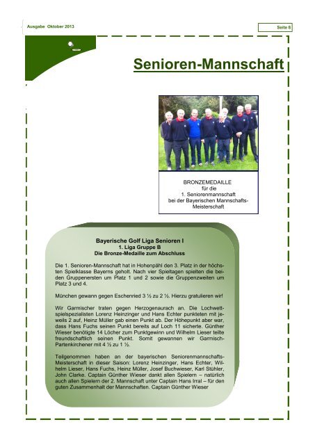 Infozeitschrift Oktober 2013 - Golfclub Garmisch-Partenkirchen