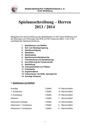 Spielausschreibung – Herren - NfV