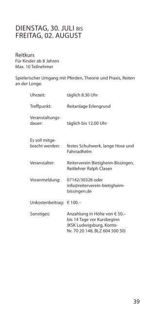 Sommerferienprogramm 2013 - Bietigheim-Bissingen