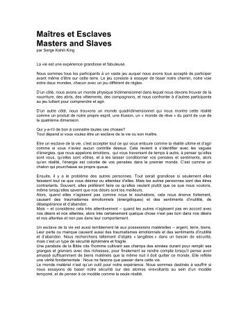 Maitres et Esclaves - Huna.org