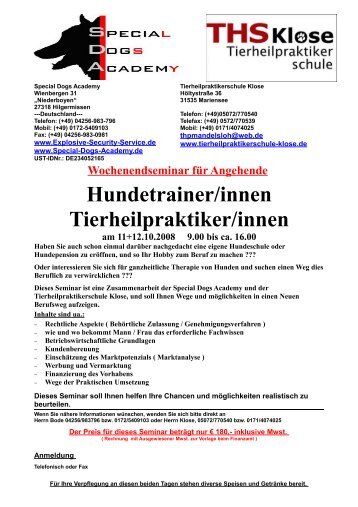 Hundetrainer/innen Tierheilpraktiker/innen