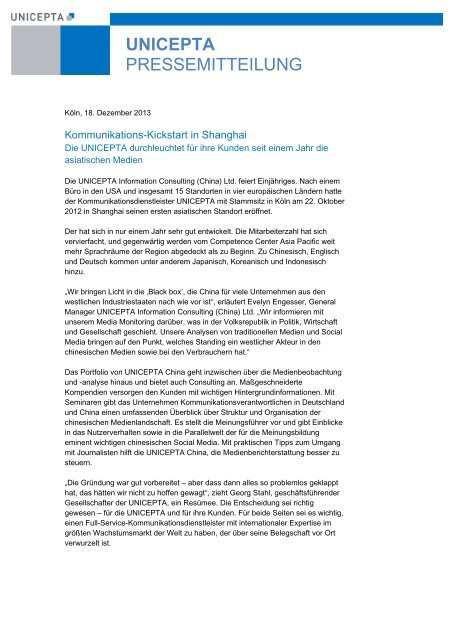 Ein Jahr Unicepta In Shanghai