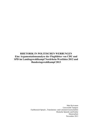 RHETORIK IN POLITISCHEN WERBUNGEN Eine ... - TamPub