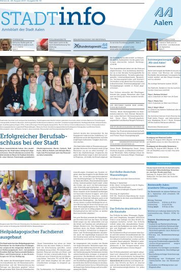 "Stadtinfo" 35. Kalenderwoche - 28. August 2013 (pdf ... - Stadt Aalen